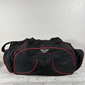 Corvette Cologne Promo Black Zipper Nylon Duffle Bag Weekender Luggage Black Red